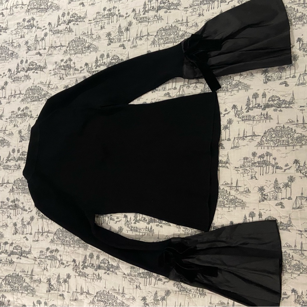 Jonathan Simkhai Black Bell Sleeve Blouse - Picture 3 of 3